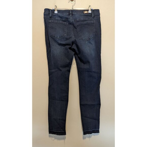 Juicy Couture Womens Dark Wash Skinny Jeans Size 12 Frayed Hem Stretch Denim - Picture 4 of 6